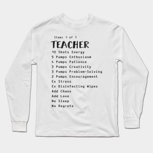 Teacher Starbucks Order - Teacher Coffee Lover Long Sleeve T-Shirt